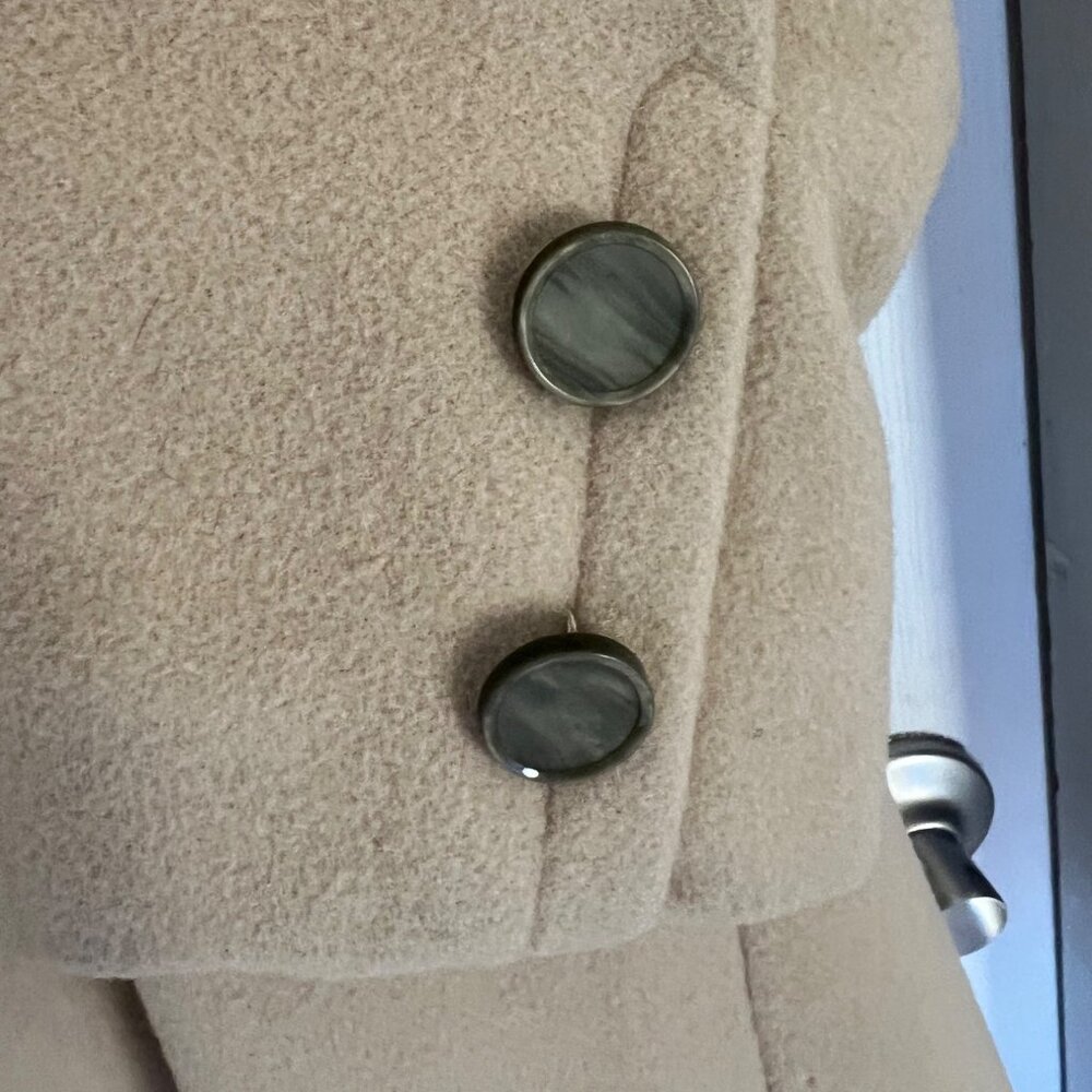 Vintage Hochschild Kohn Camel Fur Collar Swing Coat Overcoat Cape Retro 50s 60s - Picture 8 of 14